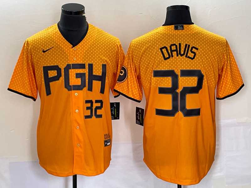 Men's Pittsburgh Pirates #32 Henry Davis Number Yellow 2023 City Connect Stitched Jersey2,We sell and wholesale Men's Pittsburgh Pirates #32 Henry Davis Number Yellow 2023 City Connect Stitched Jersey2 on line form chian!